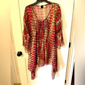 Chic Red and Gold Women's Top